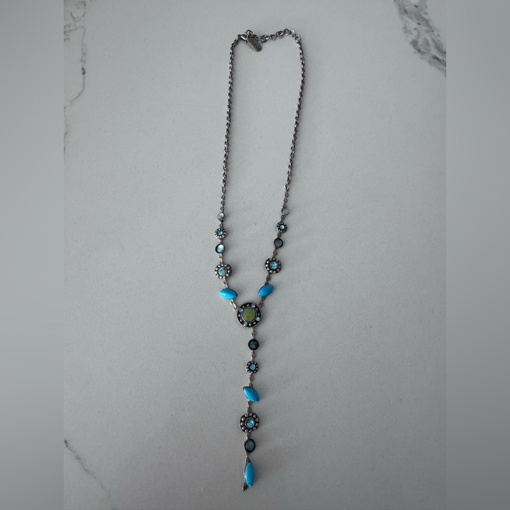 💙 Felicia Blue & Turquoise Tone Y-Necklace | Boho Artisan Statement
